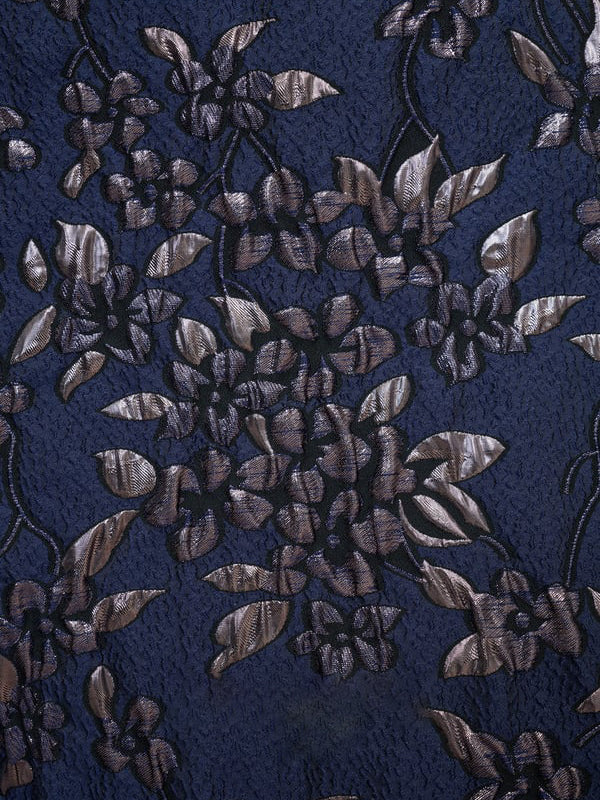 Robe mère de la mariée ligne A à col en V longueur thé en jacquard floral