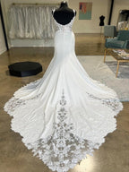 Satin Backless Sweetheart Mermaid Wedding Dress With Lace Train