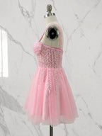 V-Neck Beaded Sequin Satin Bodycon Mini Homecoming Dresses