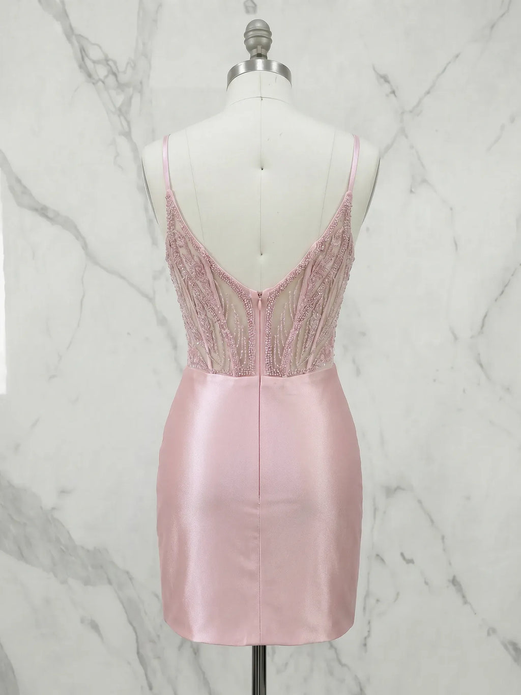 Beaded Corset Satin Mini Homecoming Dresses with Slit