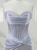 Strapless Corset Bodice Mini Homecoming Dress with Ruched Skirt