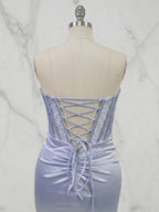 Strapless Corset Bodice Mini Homecoming Dress with Ruched Skirt