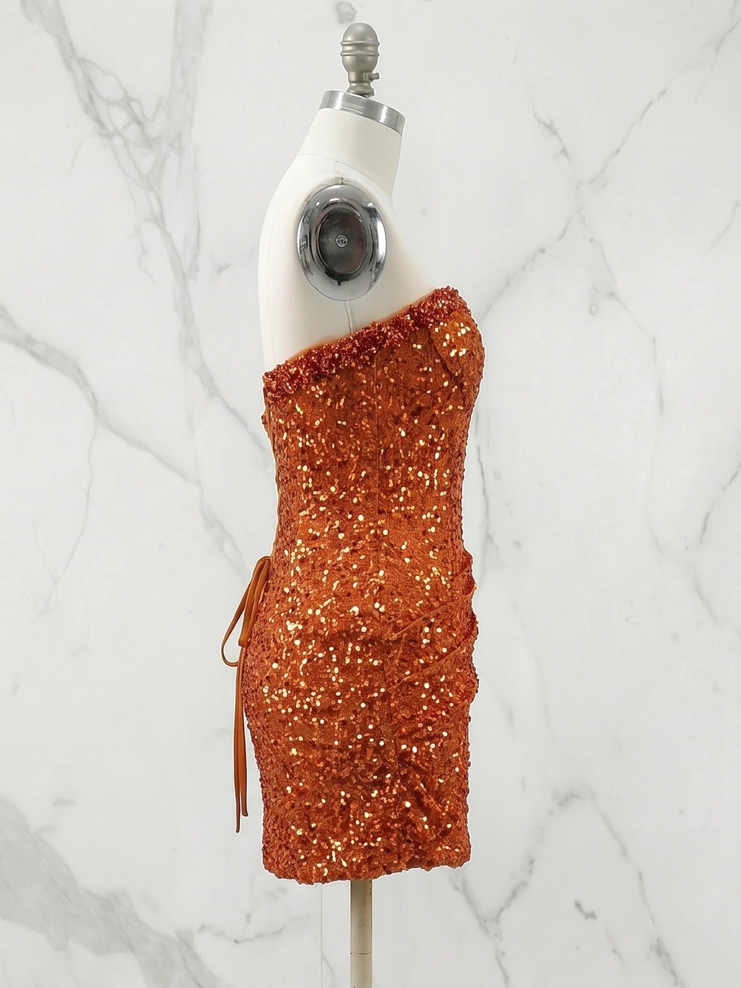 Glitter Strapless Mermaid Sequined Short Mini Homecoming Dress