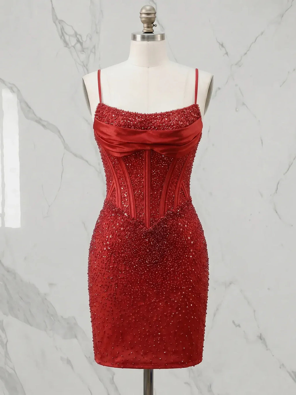 Sweetheart Beaded Satin Mini Homecoming Dresses with Corset Bodice