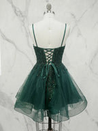 Sweetheart Sequin Corset Short Homecoming Dresses with Illusion Mesh Insert