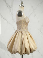 Strapless Sweetheart Lace Ball Gown Mini Homecoming Dresses with Bubble Hem
