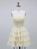 Beaded Corset Tiered Short Homecoming Dress