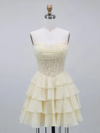 Beaded Corset Tiered Short Homecoming Dress