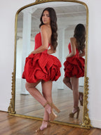 Strapless Rhinestone Corset Mini Homecoming Dresses with Tiered Rosette Skirt and Lace-Up Back
