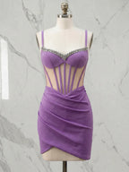 Sweetheart Crystal Encrusted Corset Short Homecoming Dresses