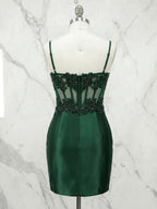 Sweetheart Beaded Lace Corset Mini Homecoming Dresses with Ruched Skirt