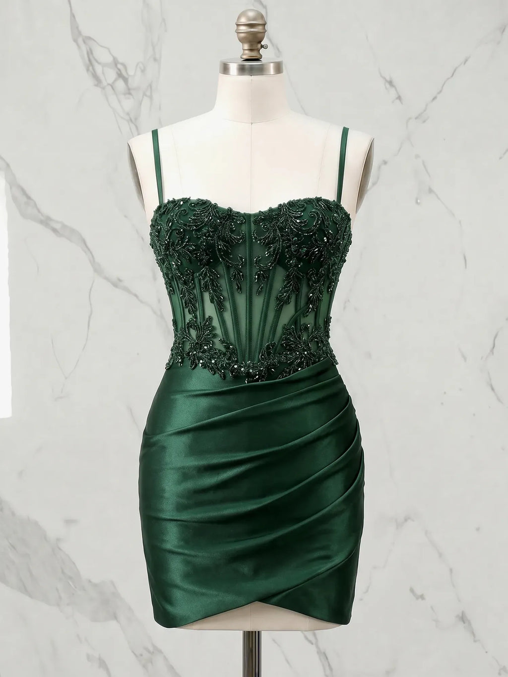 Sweetheart Beaded Lace Corset Mini Homecoming Dresses with Ruched Skirt