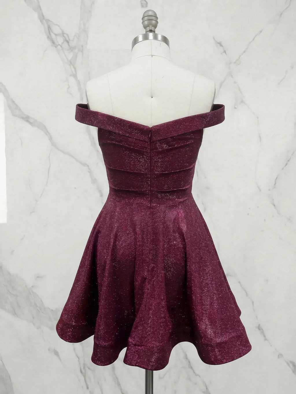 Off-the-Shoulder Sweetheart Sparkling Short Homecoming Dress