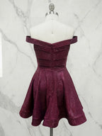 Off-the-Shoulder Sweetheart Sparkling Short Homecoming Dress