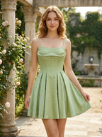 Sweetheart Beaded Satin A-Line Mini Homecoming Dresses with Corset Bodice