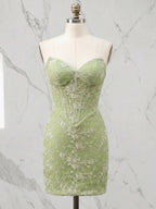 Sweetheart Floral Lace Appliqué Corset Short Homecoming Dresses