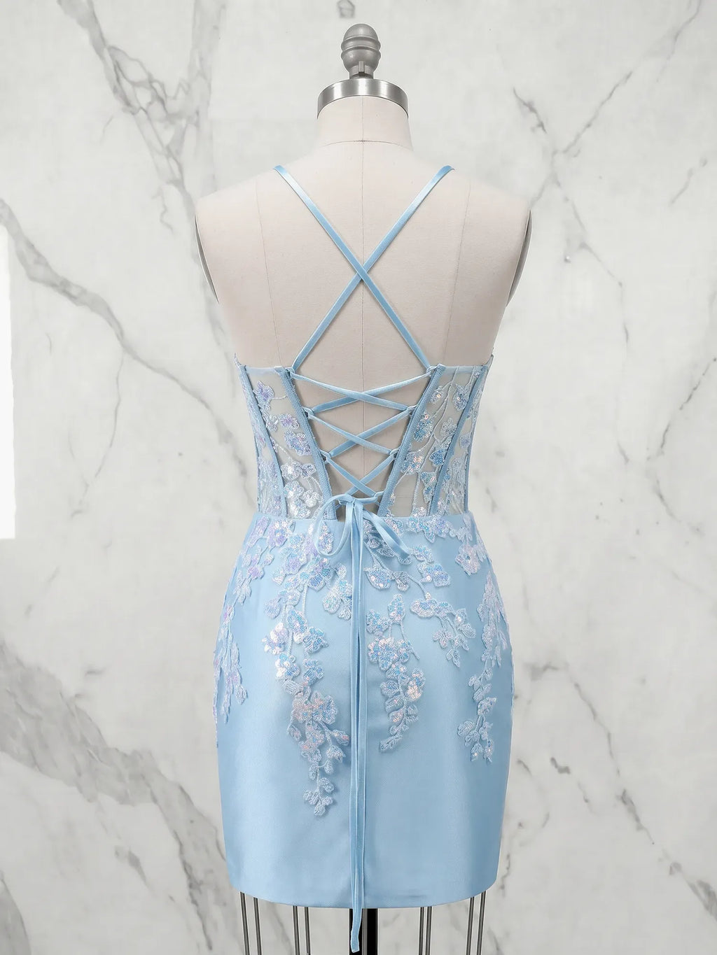 Sweetheart Lace Appliqué Corset Mini Homecoming Dresses with Illusion Bodice