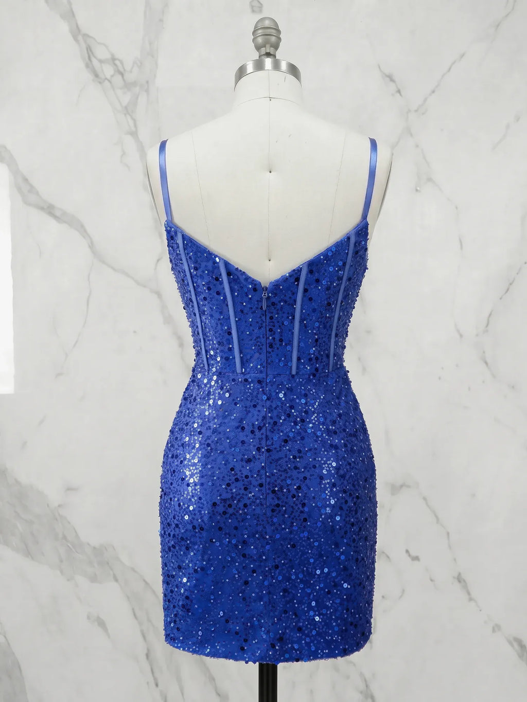 Plunging V-Neck Sequin Corset Mini Homecoming Dresses with Illusion Panel