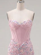 Strapless Floral Jacquard Homecoming Short Dress with Lace-Up Back