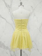 Strapless Sweetheart Embroidered Lace Homecoming Dress