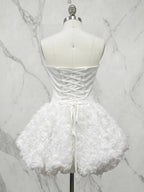 Glamorous Pure White Architectural Corset 3D Floral Homecoming Dress
