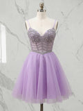Sweetheart Beaded Tulle Short Homecoming Dress