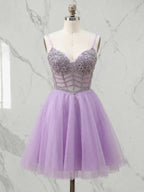 Sweetheart Beaded Tulle Short Homecoming Dress