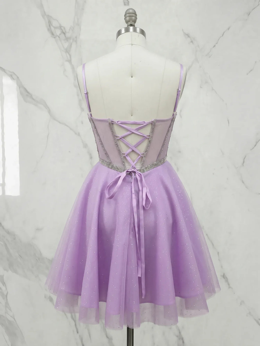 Sweetheart Beaded Tulle Short Homecoming Dress