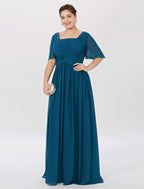 A-Linien-/Prinzessinnenkleid mit quadratischem Ausschnitt, bodenlang, Mutter der Braut
