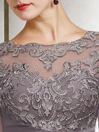 Chiffon Halbarm Mutter der Braut Hosenanzug mit Spitze