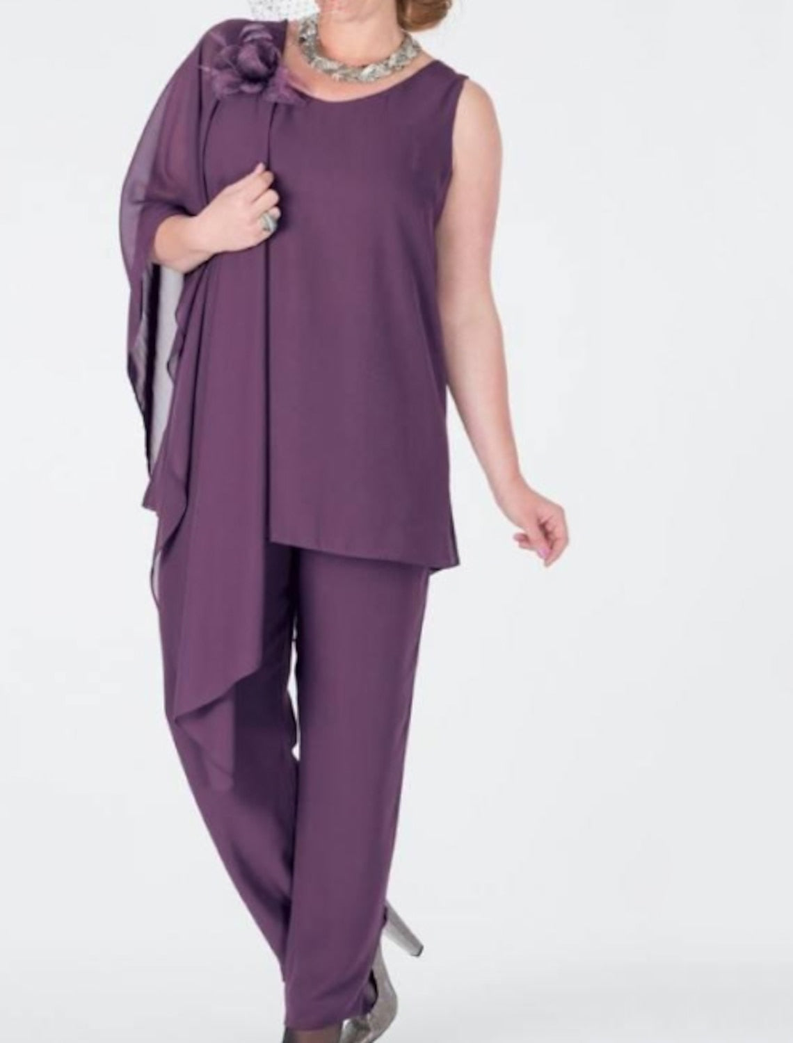 Chiffon Hosenanzüge für die Brautmutter mit Jacke
