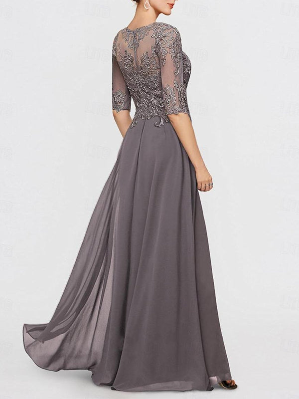 Chiffon Halbarm Mutter der Braut Hosenanzug mit Spitze