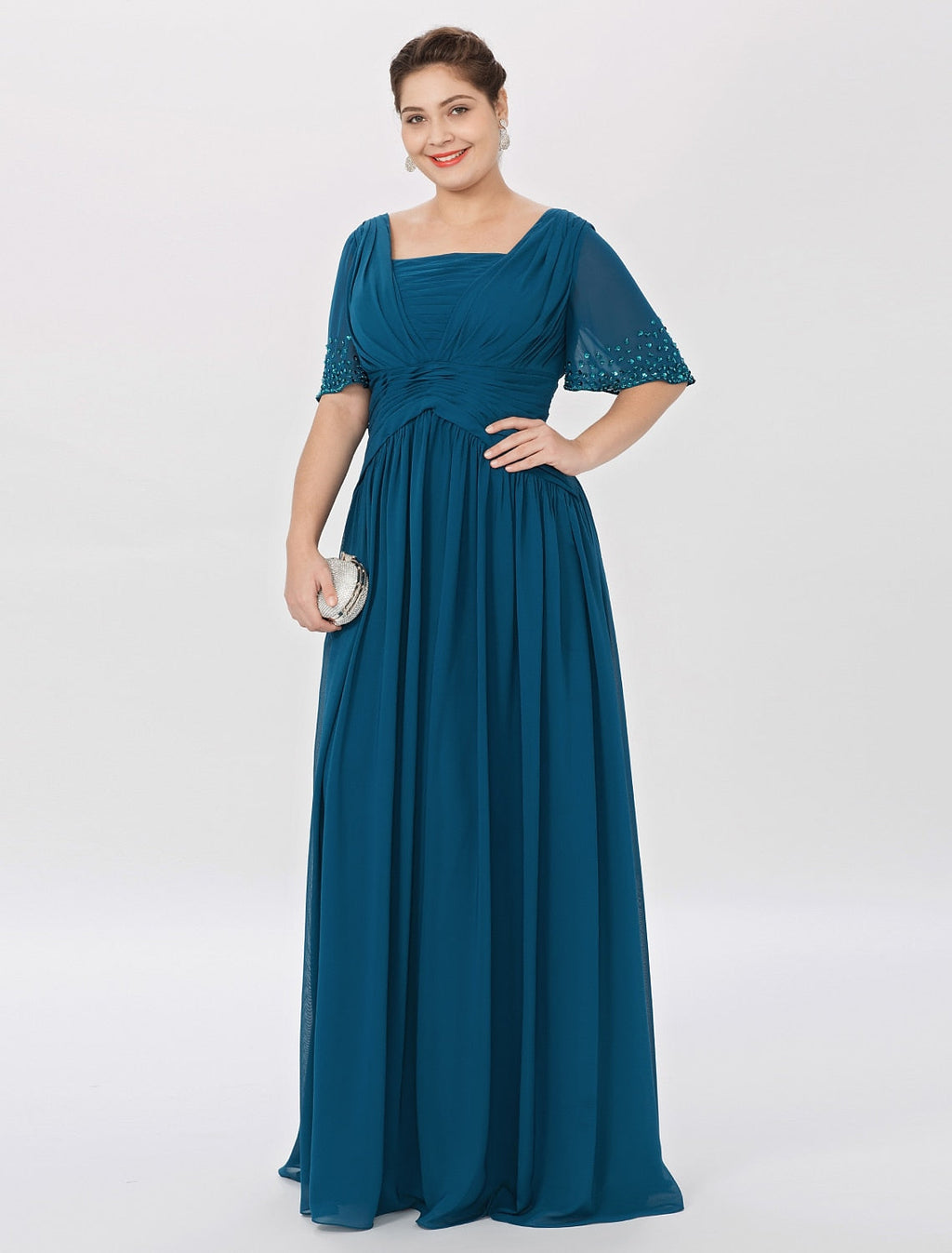 A-Linien-/Prinzessinnenkleid mit quadratischem Ausschnitt, bodenlang, Mutter der Braut