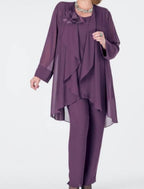Chiffon Hosenanzüge für die Brautmutter mit Jacke