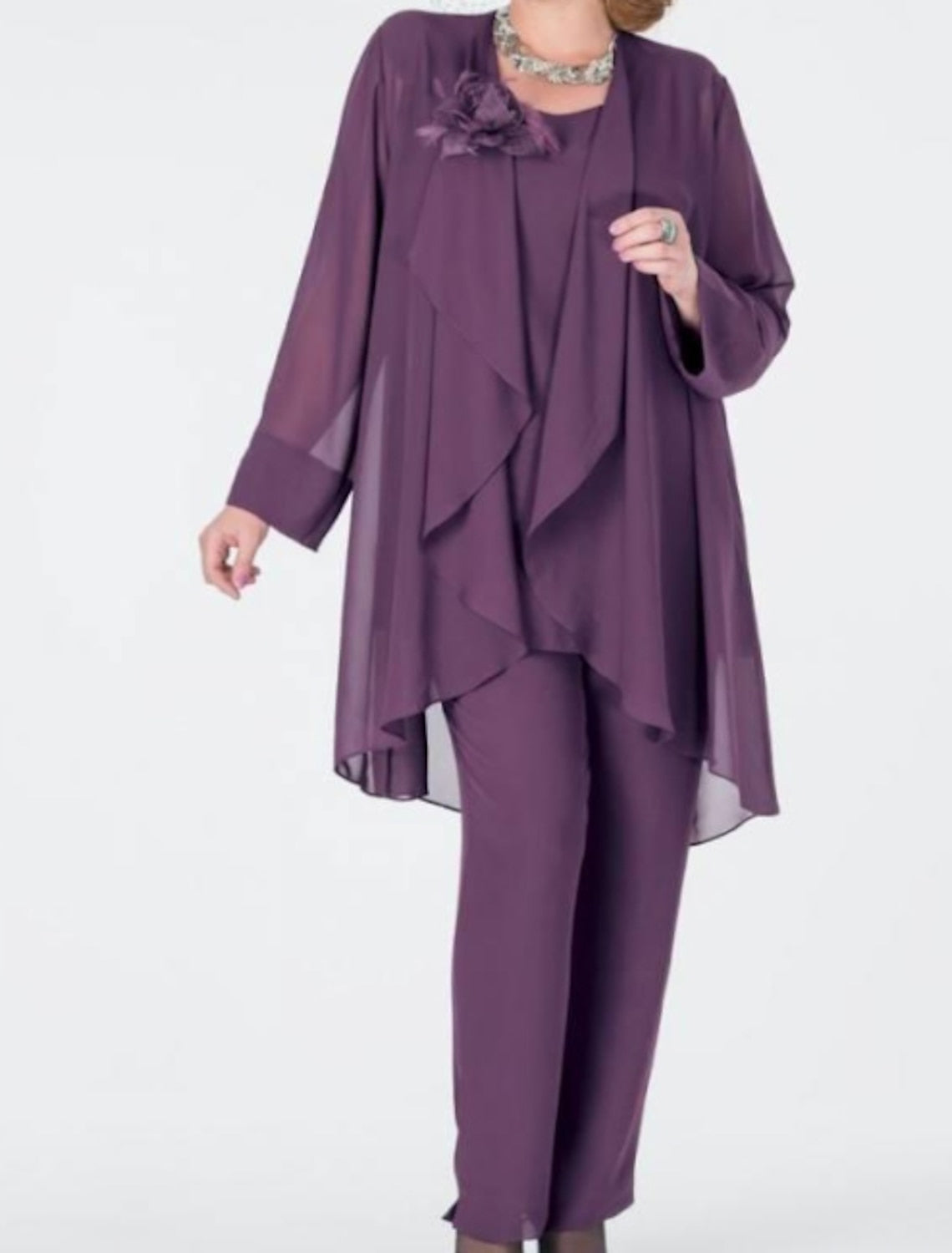 Chiffon Hosenanzüge für die Brautmutter mit Jacke