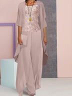 Chiffon Hosenanzüge für die Brautmutter mit Jacke
