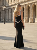 Mermaid/Trumpet Square Neck Stretch Jersey Maxi Evening Dresses with Pearls