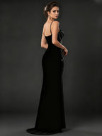 Radiant Rhinestone Spaghetti Strap Formal Column Gown