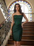 Strapless Beaded Corset Mini Homecoming Dress Sweetheart Neckline